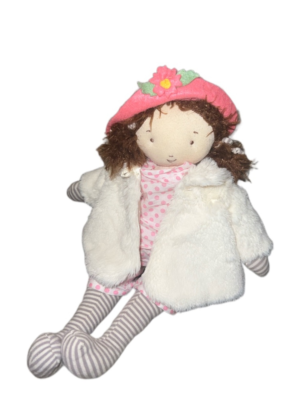 Bunnies By The Bay Daisy Pretty Girl Plush Doll Polka Dot Outfit Fluffy Coat